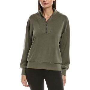 Ariella Womens Scuba 1/2-Zip Funnel Pullover, Green